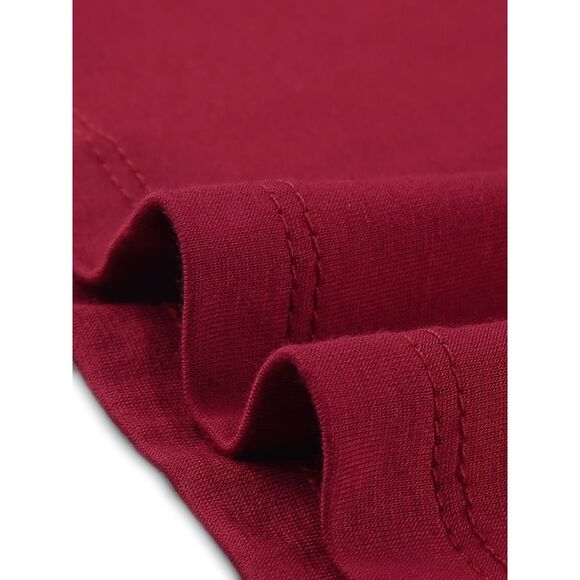 Lace Trim Nightshirt Long Sleeve Pull on Nightgown T-Shirt Dress Wine Red - Picture 5 of 5